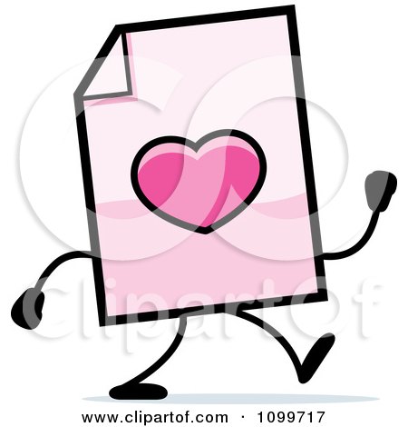 Clipart Love Document Mascot Walking - Royalty Free Vector Illustration by Cory Thoman