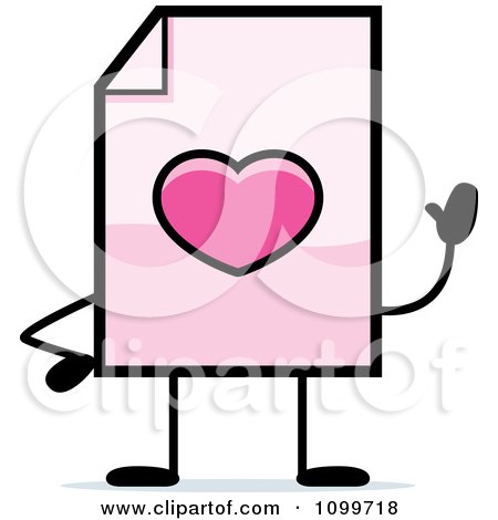 Clipart Love Document Mascot Waving - Royalty Free Vector Illustration by Cory Thoman