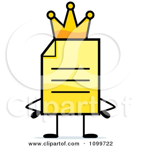 Clipart Yellow Note Document Mascot King - Royalty Free Vector Illustration by Cory Thoman