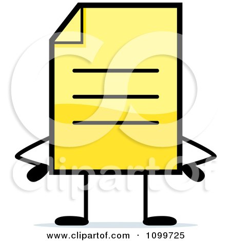 Clipart Yellow Note Document Mascot With Hands On Hips - Royalty Free Vector Illustration by Cory Thoman