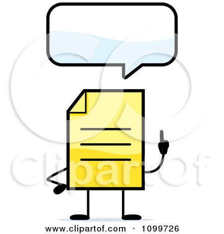 Clipart Yellow Note Document Mascot Talking - Royalty Free Vector Illustration by Cory Thoman