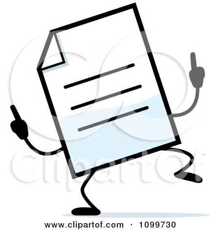 Clipart Note Document Mascot Doing A Happy Dance - Royalty Free Vector Illustration by Cory Thoman