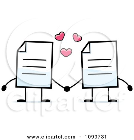 Clipart Note Document Mascots Holding Hands - Royalty Free Vector Illustration by Cory Thoman