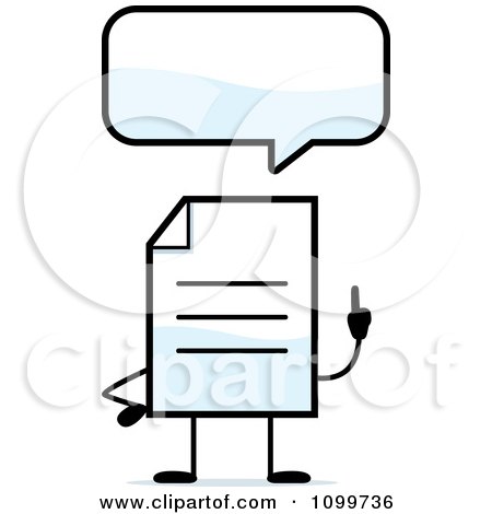 Clipart Note Document Mascot Talking - Royalty Free Vector Illustration by Cory Thoman