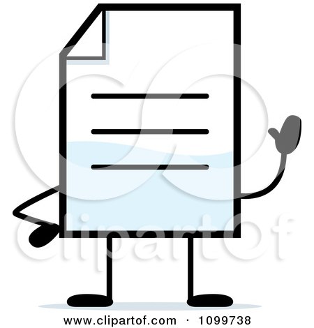 Clipart Note Document Mascot Waving - Royalty Free Vector Illustration by Cory Thoman