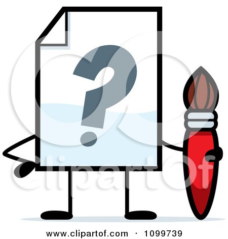 Clipart Help Document Mascot Holding A Paintbrush - Royalty Free Vector Illustration by Cory Thoman