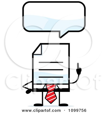 Clipart Business Document Mascot In A Red Tie Talking - Royalty Free Vector Illustration by Cory Thoman