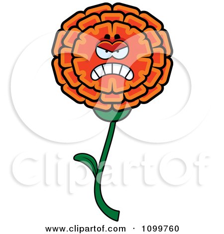 Clipart Mad Marigold Flower Character - Royalty Free Vector Illustration by Cory Thoman