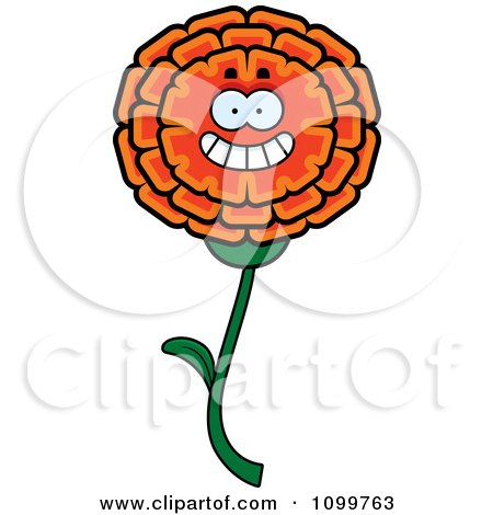 Clipart Happy Marigold Flower Character - Royalty Free Vector Illustration by Cory Thoman