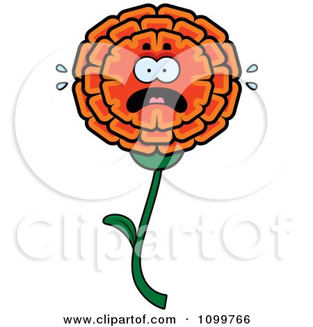 Clipart Scared Marigold Flower Character - Royalty Free Vector Illustration by Cory Thoman