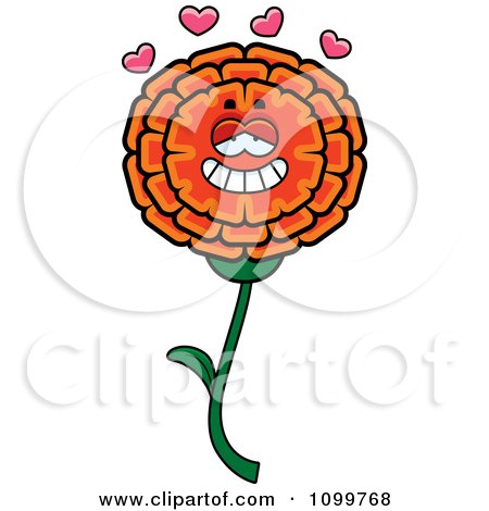 Clipart Marigold Flower Character In Love - Royalty Free Vector Illustration by Cory Thoman