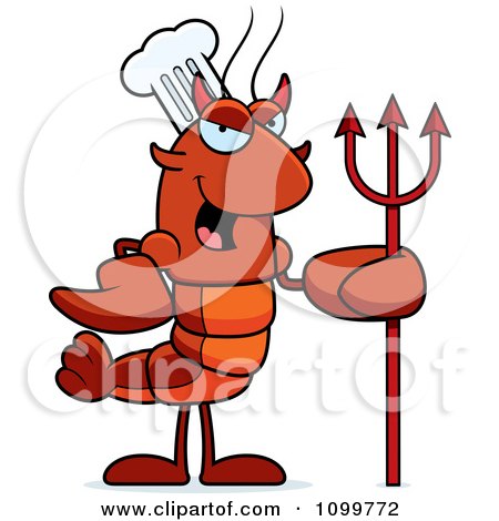 Clipart Devil Chef Lobster Or Crawdad Mascot Character - Royalty Free Vector Illustration by Cory Thoman