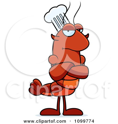 Clipart Grumpy Chef Lobster Or Crawdad Mascot Character - Royalty Free Vector Illustration by Cory Thoman