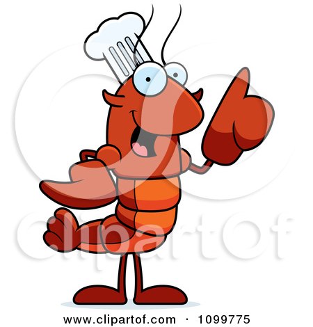Clipart Chef Lobster Or Crawdad Mascot Character With An Idea - Royalty Free Vector Illustration by Cory Thoman