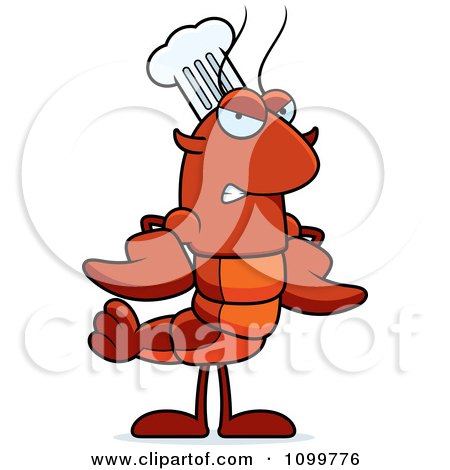 Clipart Mad Chef Lobster Or Crawdad Mascot Character - Royalty Free Vector Illustration by Cory Thoman