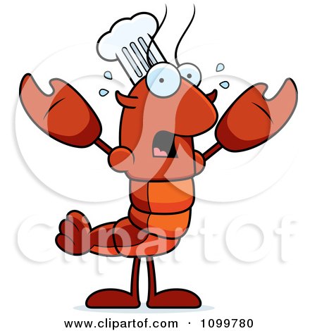 Clipart Scared Chef Lobster Or Crawdad Mascot Character - Royalty Free Vector Illustration by Cory Thoman