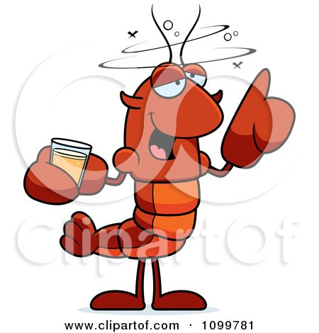 Clipart Drunk Lobster Or Crawdad Mascot Character - Royalty Free Vector Illustration by Cory Thoman