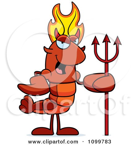 Clipart Devil Lobster Or Crawdad Mascot Character - Royalty Free Vector Illustration by Cory Thoman
