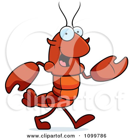 Clipart Walking Lobster Or Crawdad Mascot Character - Royalty Free Vector Illustration by Cory Thoman