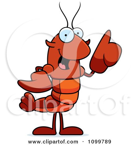 Clipart Lobster Or Crawdad Mascot Character With An Idea - Royalty Free Vector Illustration by Cory Thoman