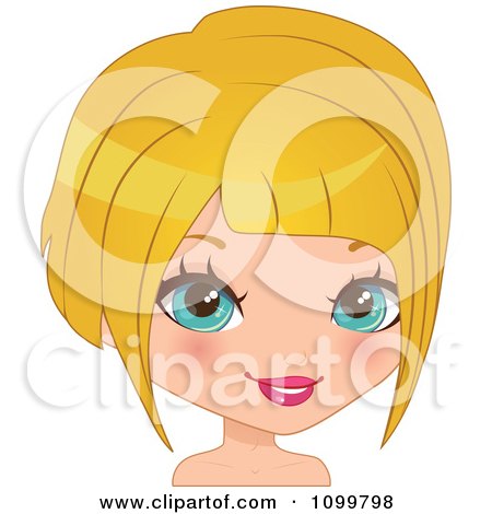 Clipart Pretty Blue Eyed Blond Woman With A Bob Hair Cut - Royalty Free Vector Illustration by Melisende Vector
