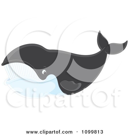 Clipart Happy Right Whale Swimming And Smiling - Royalty Free Vector Illustration by Alex Bannykh