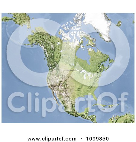 Clipart Shaded Relief Map Of North America - Royalty Free Illustration by Michael Schmeling