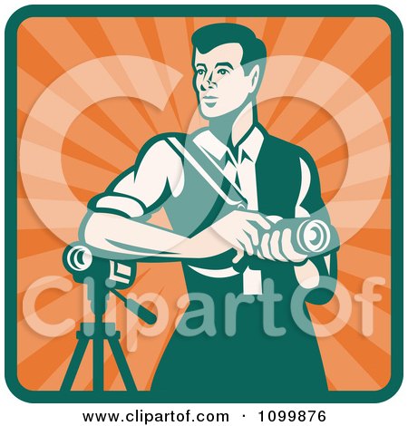 Clipart Retro Male Photographer With A Dslr Camera And Video Camera - Royalty Free Vector Illustration by patrimonio