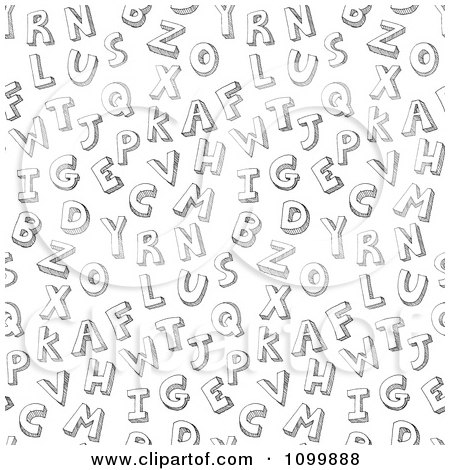 Clipart Seamless Black And White Sketched Capital Letter Background - Royalty Free Vector Illustration by yayayoyo