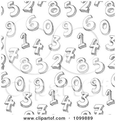 Clipart Seamless  Black And White Sketched Number Background - Royalty Free Vector Illustration by yayayoyo