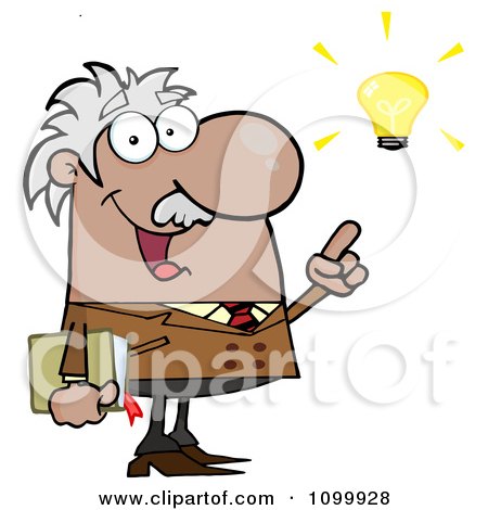 Clipart Happy Hispanic Or Black Professor With A Bright Idea - Royalty Free Vector Illustration by Hit Toon