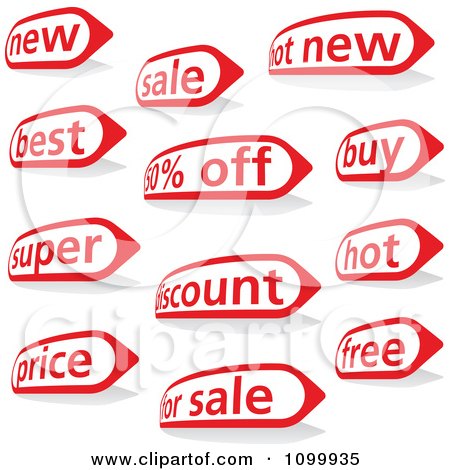 Clipart Red And White New Best And Sales Icon Labels - Royalty Free Vector Illustration by dero