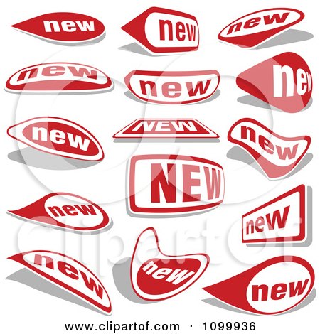 Clipart Red And White New Icon Labels - Royalty Free Vector Illustration by dero