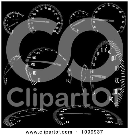 Clipart White Car Speedometers On Black - Royalty Free Vector Illustration by dero