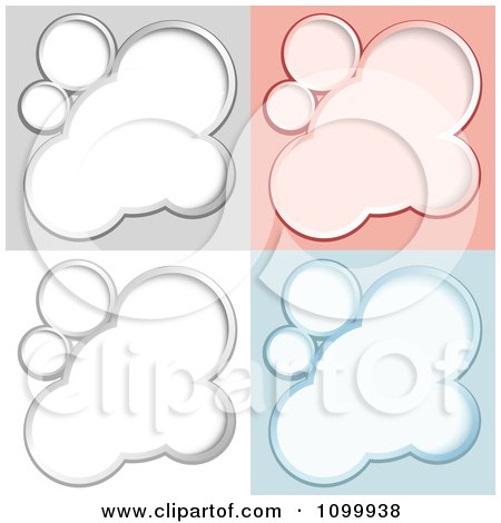 Clipart Silver Outlind Bubbles Or Clouds On Different Colored Backgrounds - Royalty Free Vector Illustration by dero