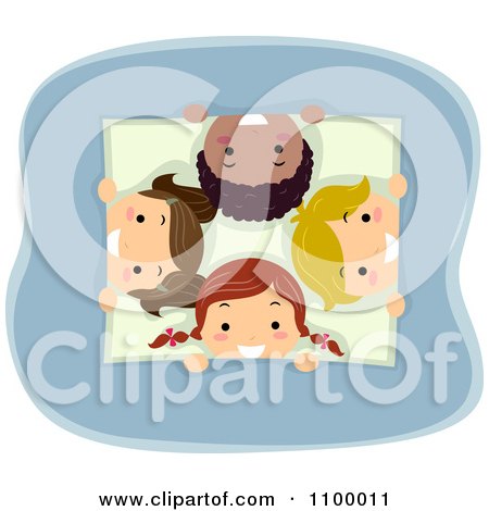 Clipart Happy Diverse Children Peeking Through A Square Opening - Royalty Free Vector Illustration by BNP Design Studio