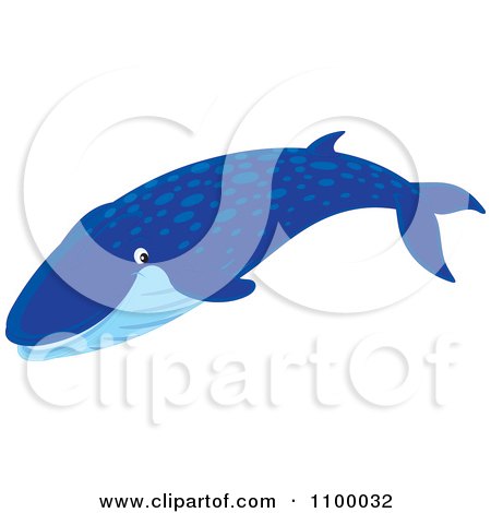 Clipart Happy Smiling Blue Whale - Royalty Free Vector Illustration by Alex Bannykh