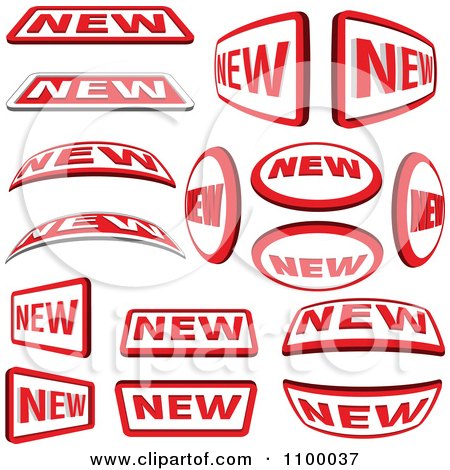 Clipart Red And White New Labels - Royalty Free Vector Illustration by dero