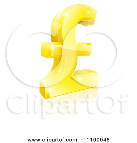 Clipart 3d Sparkly Golden Pound Sterling Lira Symbol - Royalty Free Vector Illustration by AtStockIllustration