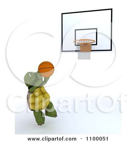 Clipart 3d Tortoise Jumping Towards A Basketball Hoop - Royalty Free CGI Illustration by KJ Pargeter