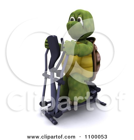 Clipart 3d Tortoise Exercising On A Cross Trainer Elliptical Machine - Royalty Free CGI Illustration by KJ Pargeter