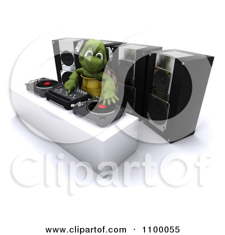 Clipart 3d Tortoise DJ Mixing Music With Speakers - Royalty Free CGI Illustration by KJ Pargeter