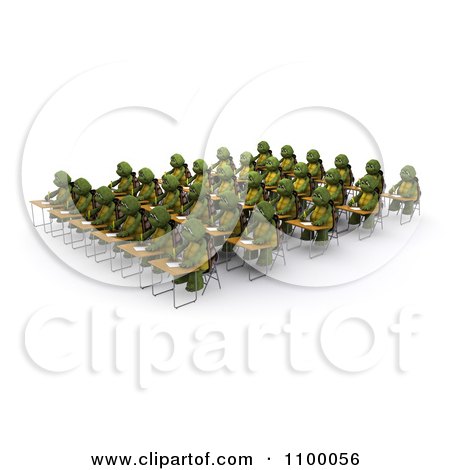 Clipart 3d Tortoises Writing At Their Desks In A Class Room - Royalty Free CGI Illustration by KJ Pargeter