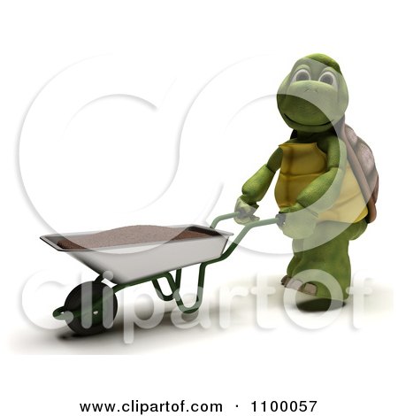 Clipart 3d Tortoise Gardener With A Wheelbarrow Of Top Soil - Royalty Free CGI Illustration by KJ Pargeter