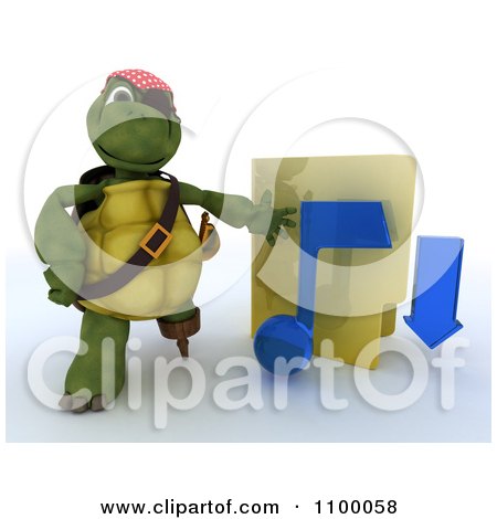 Clipart 3d Illegal Music Download Tortoise Pirate With A Folder - Royalty Free CGI Illustration by KJ Pargeter