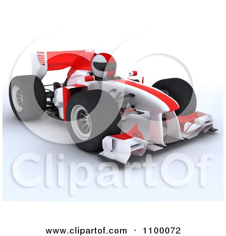 Clipart 3d Race Car Driver In A White F1 With Red Stripes - Royalty Free CGI Illustration by KJ Pargeter