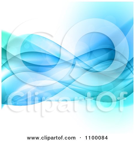 Clipart Background Of Transparent Waves Of Blue Flowing With Flares Of Light - Royalty Free Vector Illustration by KJ Pargeter