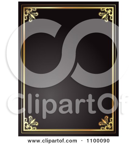 Clipart Ornate Frame Of Gold On Black - Royalty Free Vector Illustration by KJ Pargeter
