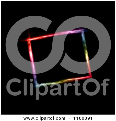 Clipart Slanted Neon Colored Frame On Black - Royalty Free Vector Illustration by KJ Pargeter