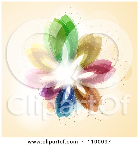 Clipart Abstract Flower Petal Background With A Flare Of Light Over Beige - Royalty Free Vector Illustration by KJ Pargeter